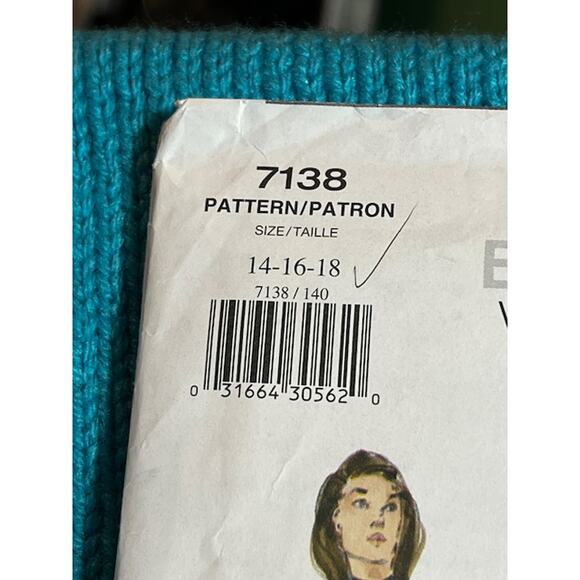 Vogue sewing pattern 7138 suit jacket skirt 14 16 18 - Picture 2 of 8